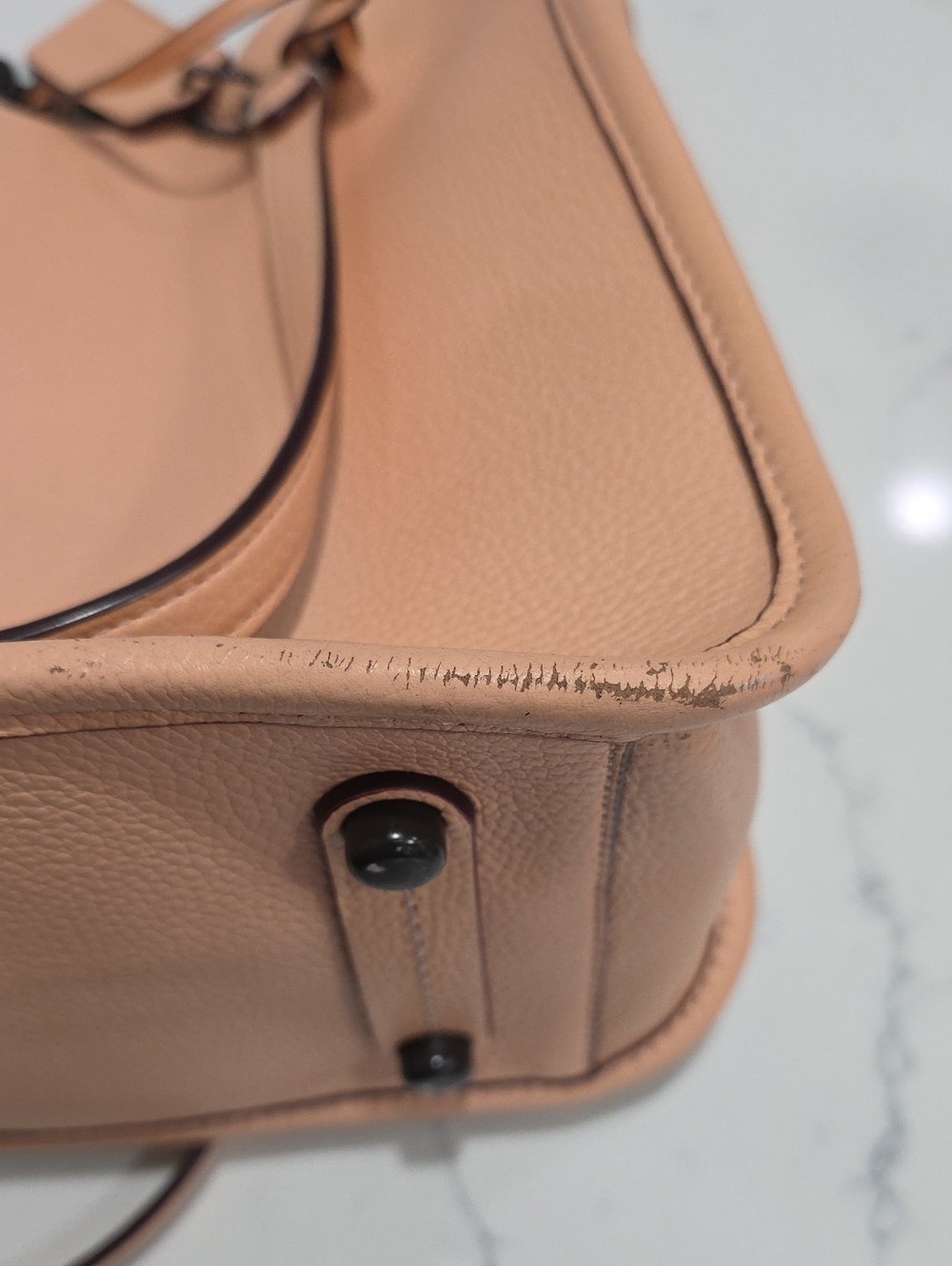 Coach Pebbled Leather Tote in Peach Blush with Dark Interior - Picture 12 of 13